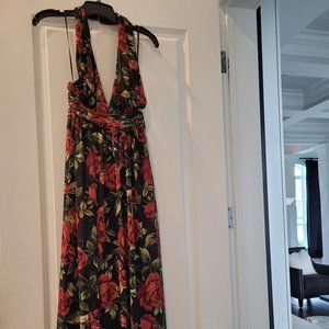 Brand New W/ Tags, Lulu's Sweet Heaven Black Floral Print Maxi Dress